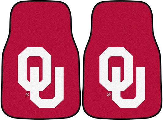 University of Oklahoma Sooners Front Floor Mats, Carpet Car Set, 18x27 Inch, Nylon, Set of 2