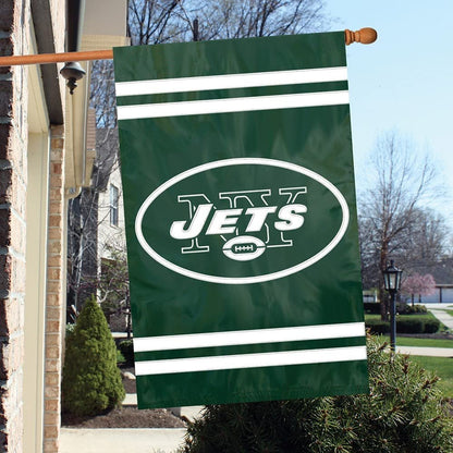 New York Jets Double Sided Banner Flag Embroidered Applique 44x28 Inch