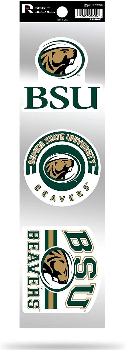 Bemidji State Beavers BSU Triple Retro Throwback Spirit Decals Flat Vinyl Auto Home Sticker Sheet University of