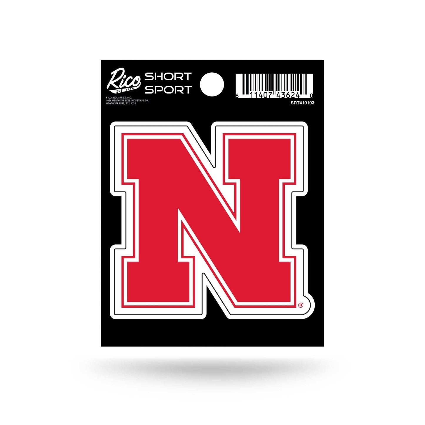 Rico Industries NCAA Nebraska Cornhuskers Short Sport Decal 3.75" x 4.75" Die Cut Team Logo Short Sport Decal,White