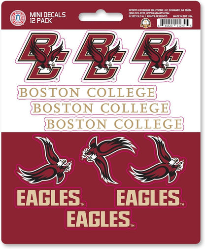 Boston College Eagles 12-Piece Mini Decal Sticker Set, 5x6 Inch Sheet, Gift for football fans for any hard surfaces around home, automotive, personal items