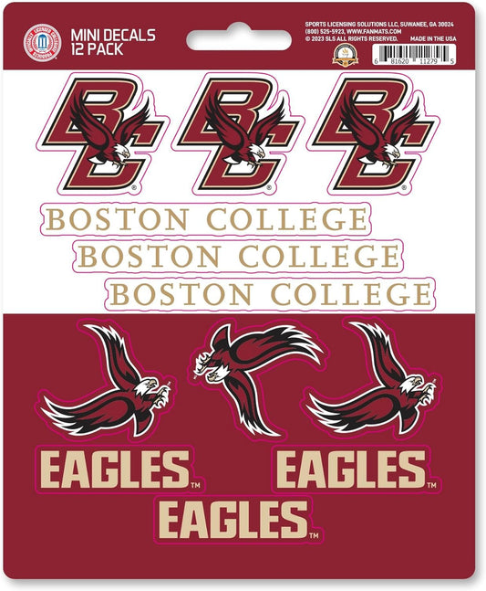 Boston College Eagles 12-Piece Mini Decal Sticker Set, 5x6 Inch Sheet, Gift for football fans for any hard surfaces around home, automotive, personal items