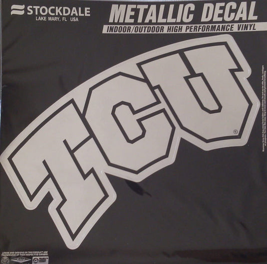 Texas Christian Horned Frogs TCU 12" Large Silver Metallic Vinyl Auto Decal University Of