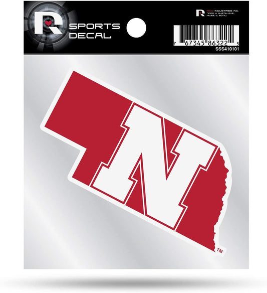 University of Nebraska Cornhuskers 4x4 Inch Die Cut Decal Sticker, Primary Logo, Clear Backing