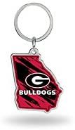 University of Georgia Bulldogs Metal Keychain State Shape Design