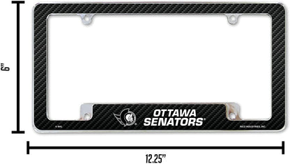 Ottawa Senators Metal License Plate Frame Chrome Tag Cover Carbon Fiber Design 6x12 Inch
