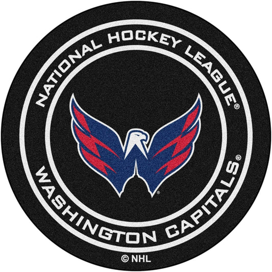 Washington Capitals 27 Inch Area Rug Floor Mat, Nylon, Anti-Skid Backing, Puck Shaped