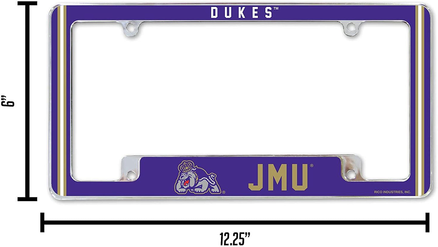 James Madison University Dukes Metal License Plate Frame Chrome Tag Cover 12x6 Inch Alternate Design
