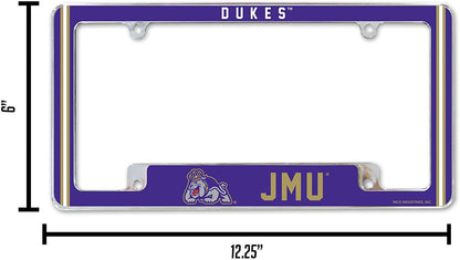 James Madison University Dukes Metal License Plate Frame Chrome Tag Cover 12x6 Inch Alternate Design