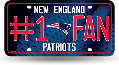 New England Patriots #1 Fan Metal Tag License Plate Novelty 12x6 Inch