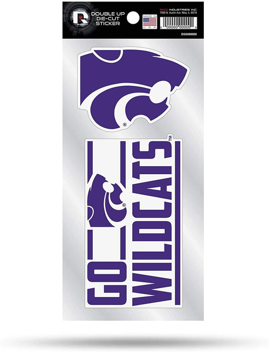 Kansas State University Wildcats 2-Piece Double Up Die Cut Sticker Decal Sheet, 4x8 Inch