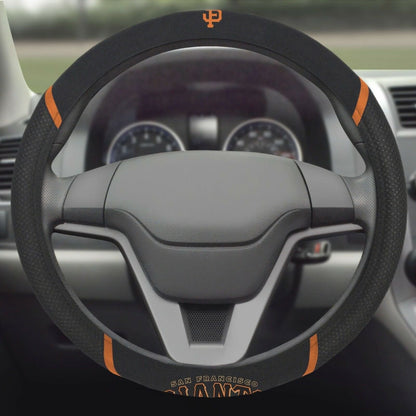 San Francisco Giants Steering Wheel Cover Premium Embroidered Black 15 Inch