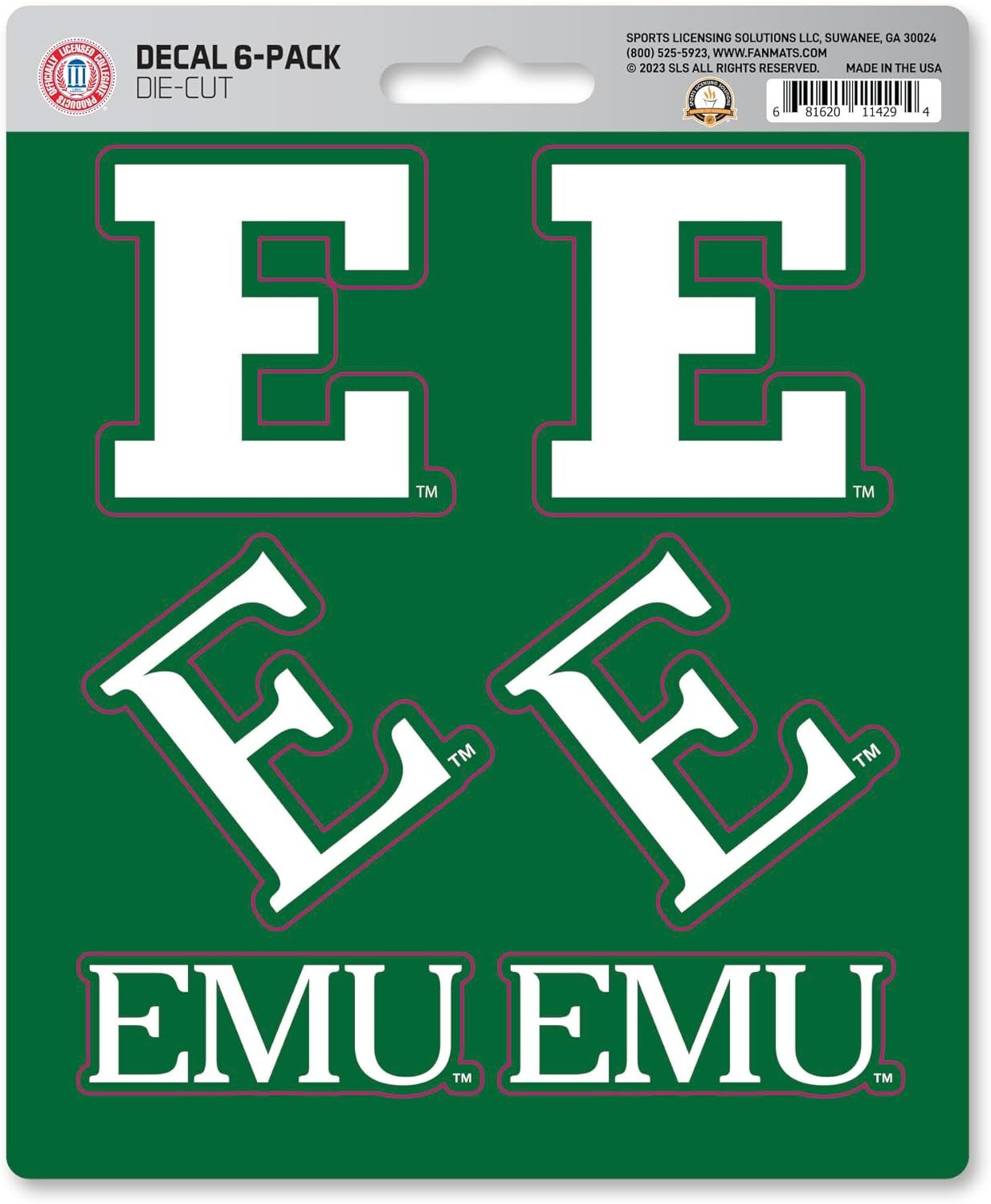 Eastern Michigan University Eagles 6-Piece Decal Sticker Set, 5x6 Inch Sheet, Gift for football fans for any hard surfaces around home, automotive, personal items