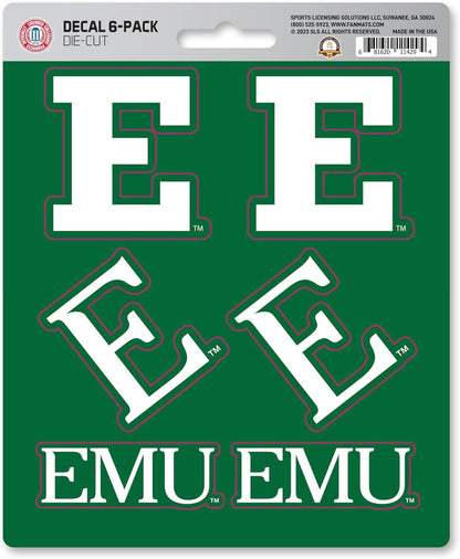 Eastern Michigan University Eagles 6-Piece Decal Sticker Set, 5x6 Inch Sheet, Gift for football fans for any hard surfaces around home, automotive, personal items