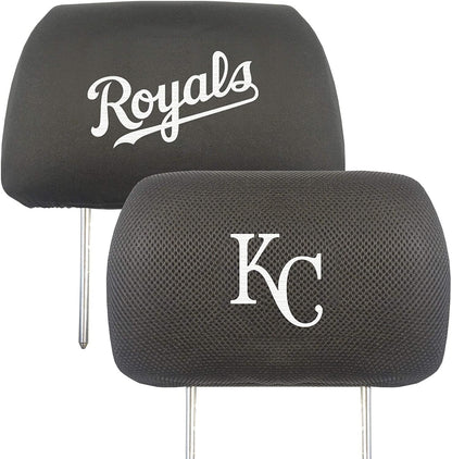 Kansas City Royals Pair Premium Embroidered Auto Head Rest Covers Black Elastic