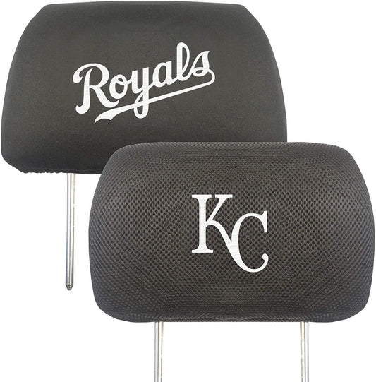 Kansas City Royals Pair Premium Embroidered Auto Head Rest Covers Black Elastic