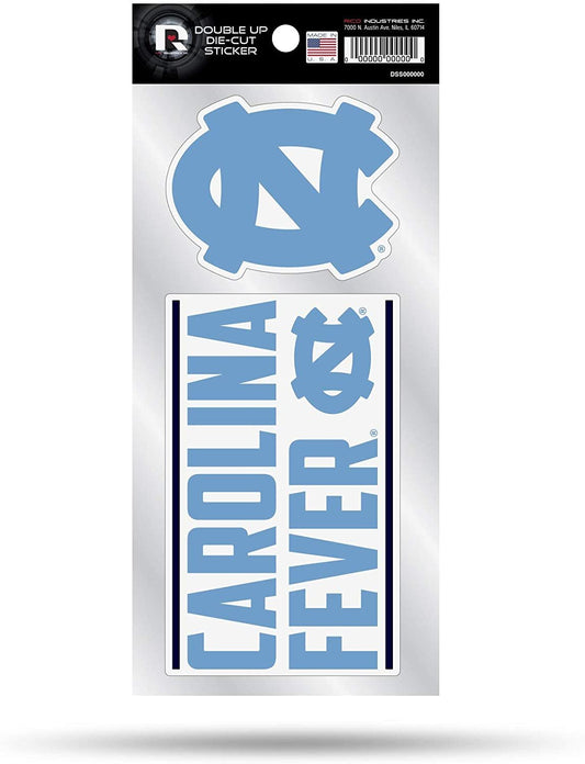 University of North Carolina Tar Heels 2-Piece Double Up Die Cut Sticker Decal Sheet, 4x8 Inch