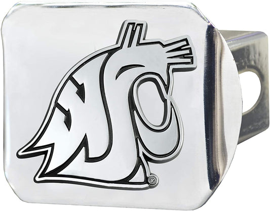 Washington State Cougars Hitch Cover Solid Metal with Raised Chrome Metal Emblem 2" Square Type III University