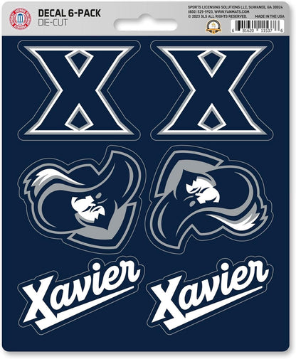 Xavier University Musketeers 6-Piece Decal Sticker Set, 5x6 Inch Sheet, Gift for football fans for any hard surfaces around home, automotive, personal items