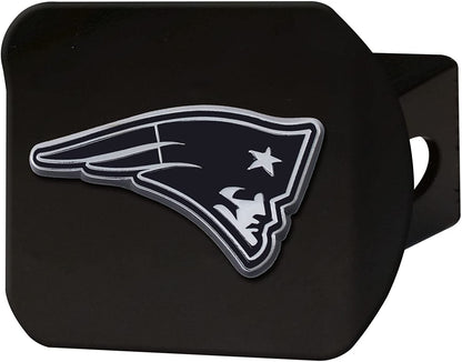 NFL New England Patriots Metal Hitch Cover, Black, 2" Square Type III Hitch Cover