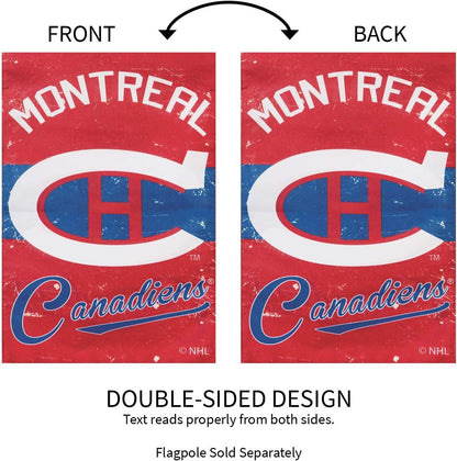 Montreal Canadiens Premium Linen Banner Flag Double Sided 28x44 Inch Vintage Logo Design Outdoor