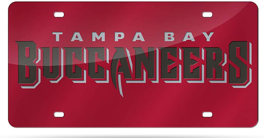 Tampa Bay Buccaneers Premium Laser Cut Tag License Plate, Mirrored Acrylic Inlaid, 6x12 Inch