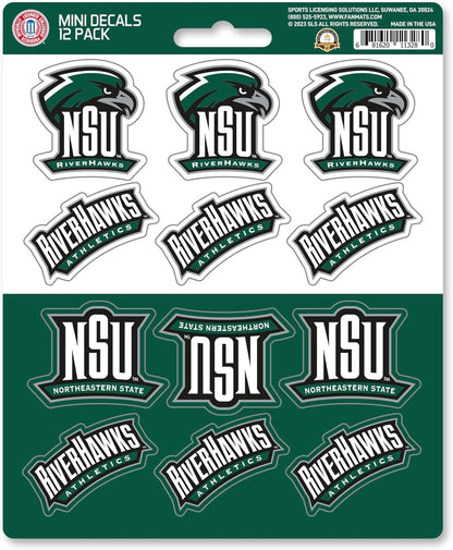 Northeastern State University Riverhawks 12-Piece Mini Decal Sticker Set, 5x6 Inch Sheet, Gift for football fans for any hard surfaces around home, automotive, personal items