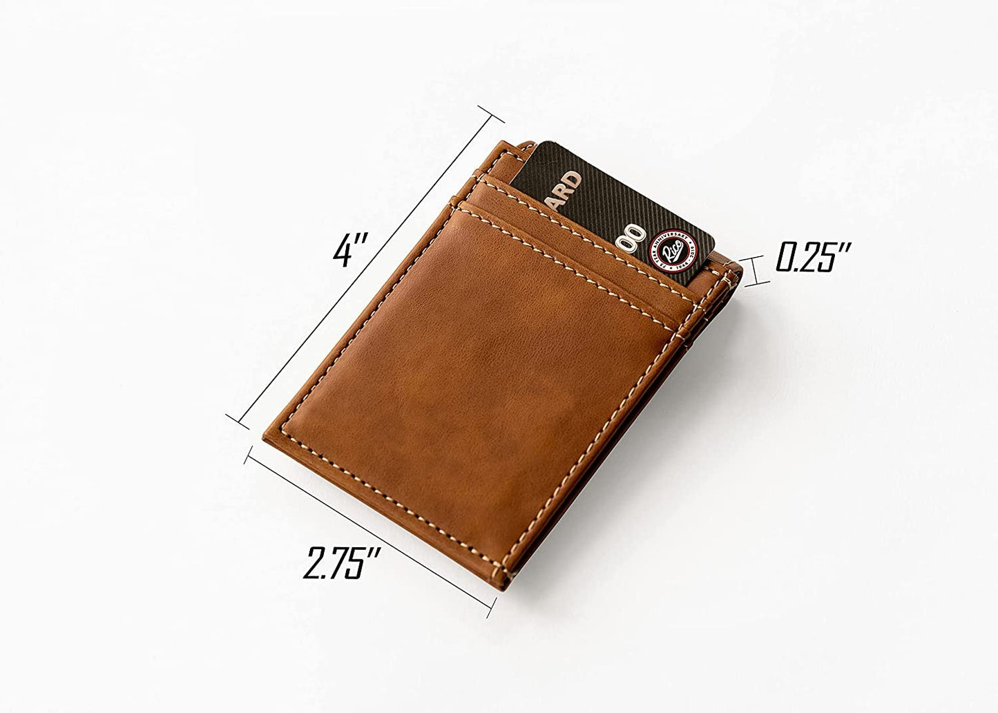 Rico Industries NFL Carolina Panthers Premium Laser Engraved Vegan Brown Leather Front Pocket Wallet - Compact and Slim yet Sturdy Design - Perfect to Show Your Team Pride or Gift