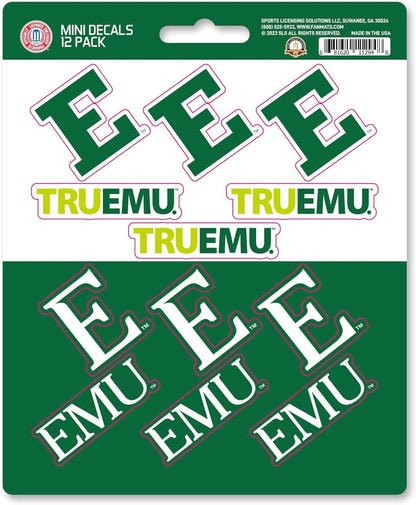Eastern Michigan University Eagles 12-Piece Mini Decal Sticker Set, 5x6 Inch Sheet, Gift for football fans for any hard surfaces around home, automotive, personal items