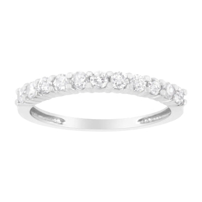 IGI Certified 1/2 Cttw Diamond 10K White Gold Prong Set Fluted Band Style Ring (I-J Color, I2-I3 Clarity) - Anti Spier 