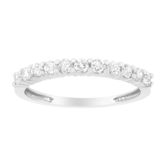 IGI Certified 1/2 Cttw Diamond 10K White Gold Prong Set Fluted Band Style Ring (I-J Color, I2-I3 Clarity) - Anti Spier 