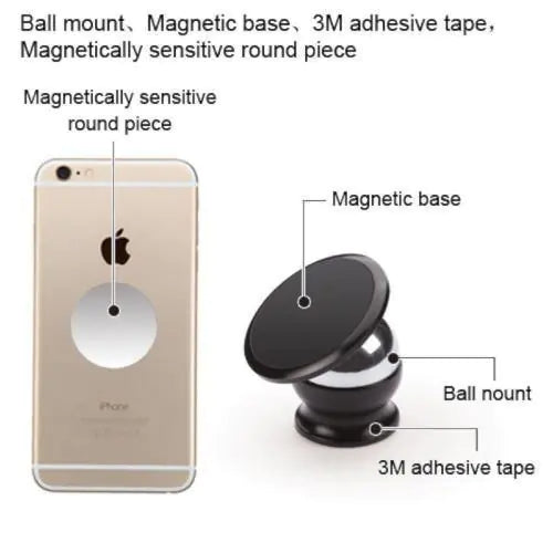 360 Degree Magnetic Car Dash Mount Ball Dock Holder For Phone Tablet Universal - Anti Spier 