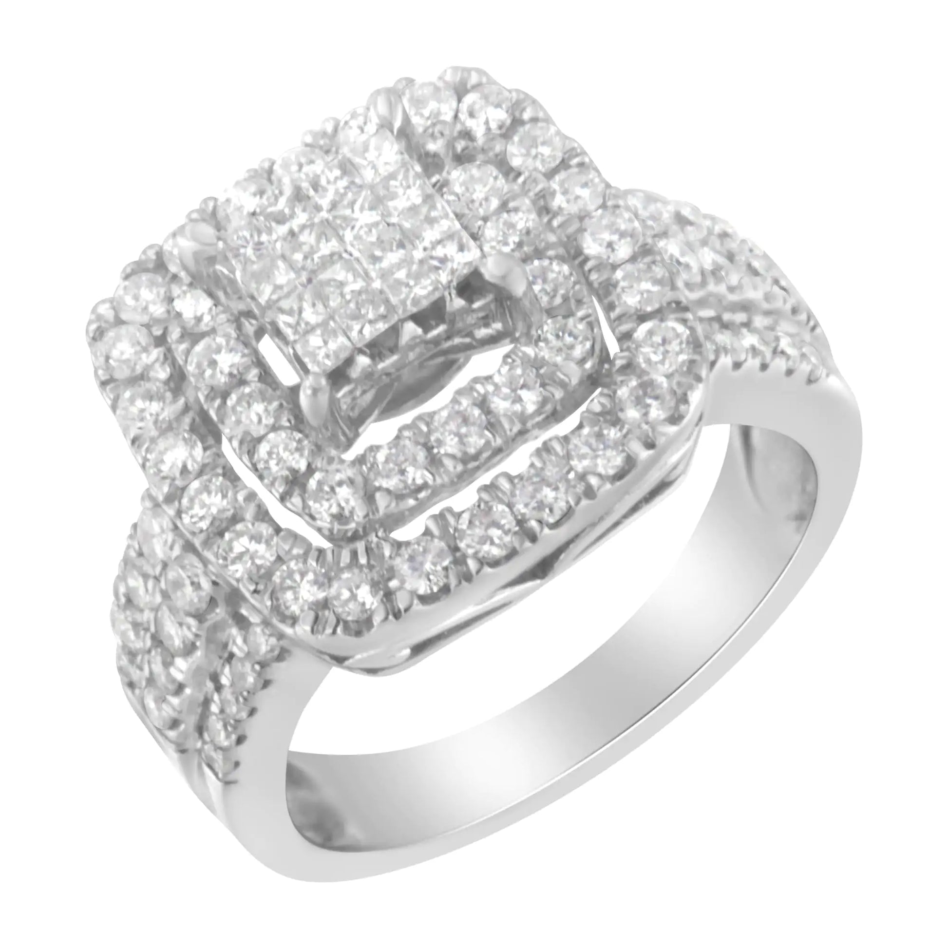 14KT White Gold Diamond Cocktail Ring (1 1/2 cttw, H-I Color, SI2-I1 Clarity) - Anti Spier 