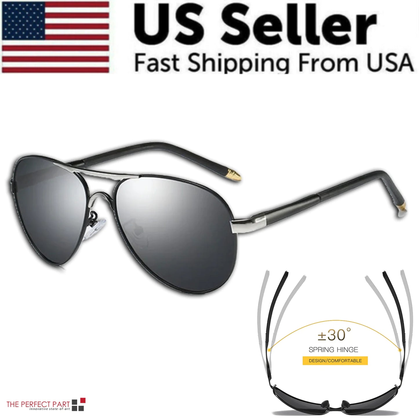 Mens Polarized Pilot Sunglasses Outdoor Driving UV400 Sun Glasses Sport Eyewear - Anti Spier 