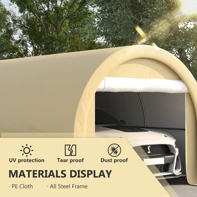 Outsunny 10' x 16' Carport, Heavy Duty Portable Garage Storage Tent with Large Zippered Door, Anti-UV PE Canopy Cover for Car, Truck, Boat, Motorcycle, Bike, Garden Tools, Outdoor Work by Dropsure