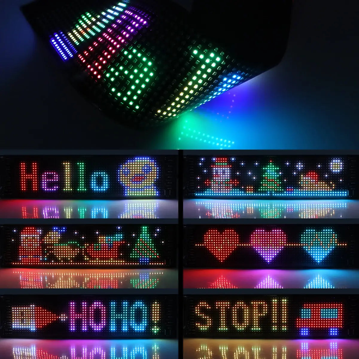 LED Scrolling Sign USB 5V Bluetooth App Control Customizable Car Display