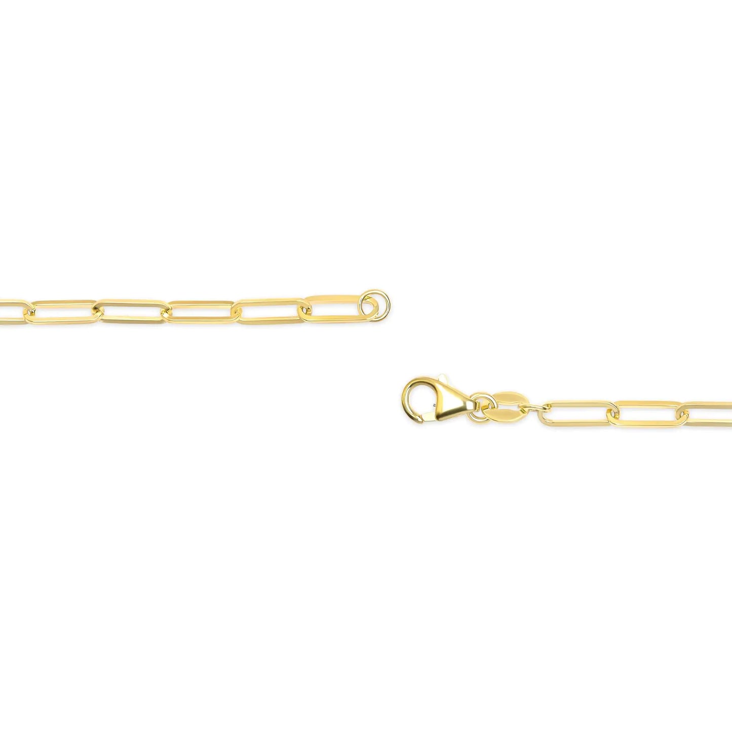 Unisex Solid 14K Gold 2.5mm Paperclip Chain Necklace - Anti Spier 