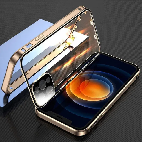 Double Sided Glass Snap Lock Case For iPhones