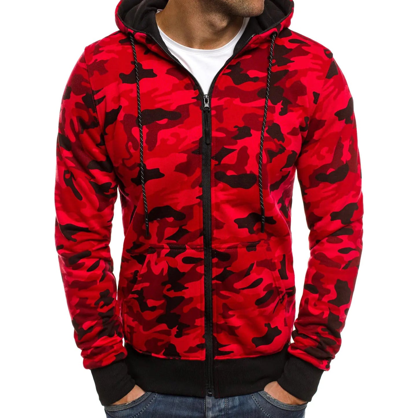 New Fashionable Plus Size Camo Hoodie Cardigan