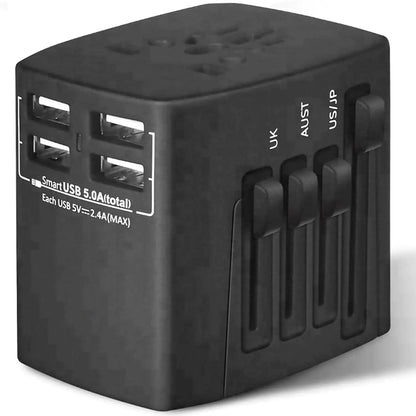 5Core Universal Travel Adapter International Power Adapters 3 Pack Multicharger Plug w 4 USB Ports - Anti Spier 