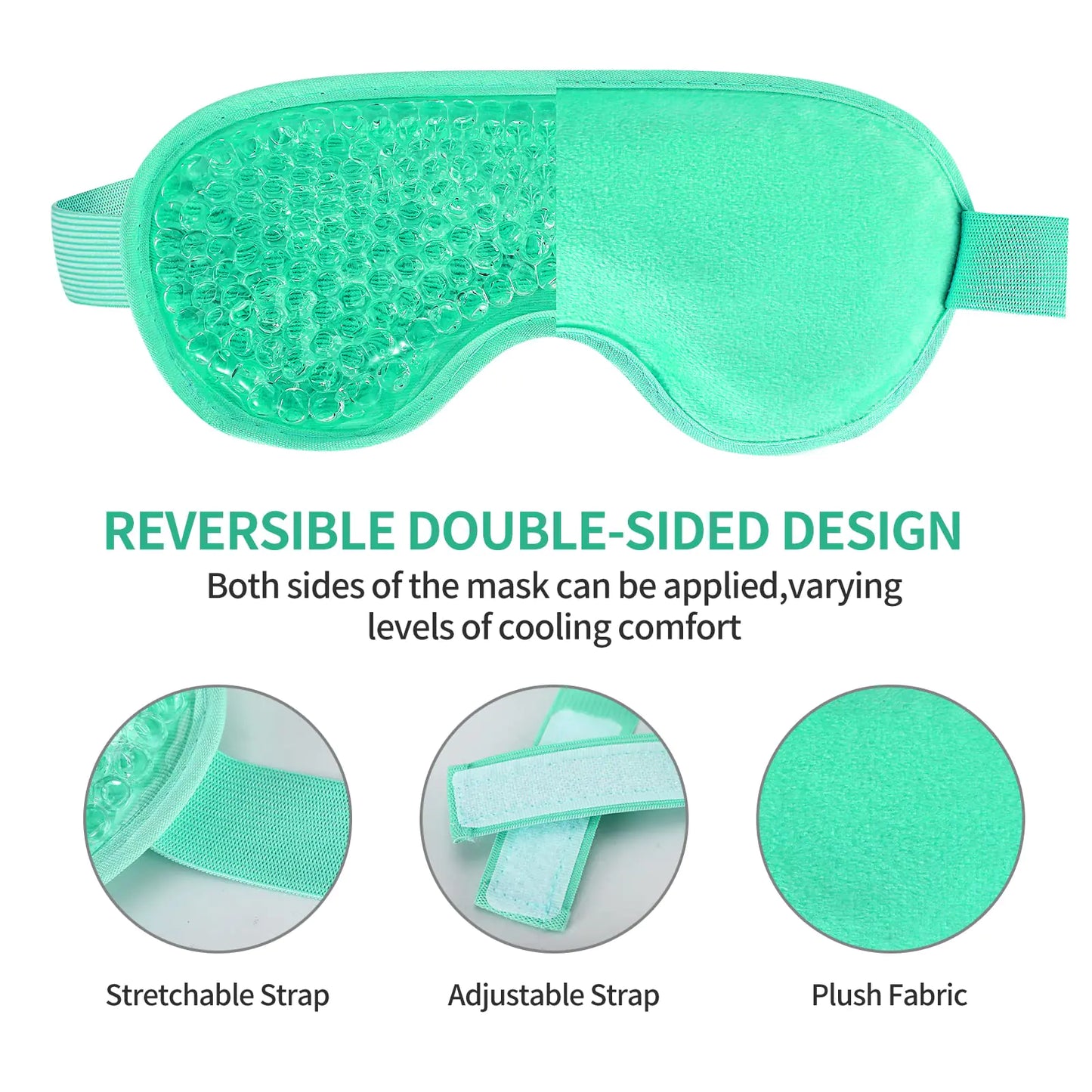 2PCS Gel Eye Mask Reusable Hot Cold Therapy Gel Bead Eye Mask for Puffiness /Dark Circles/Eye Bags /Dry Eyes/Headaches/Migraines/Stress Relief, Cooling Eye Mask Hot/Cold Compress Eye Mask (Green) Green