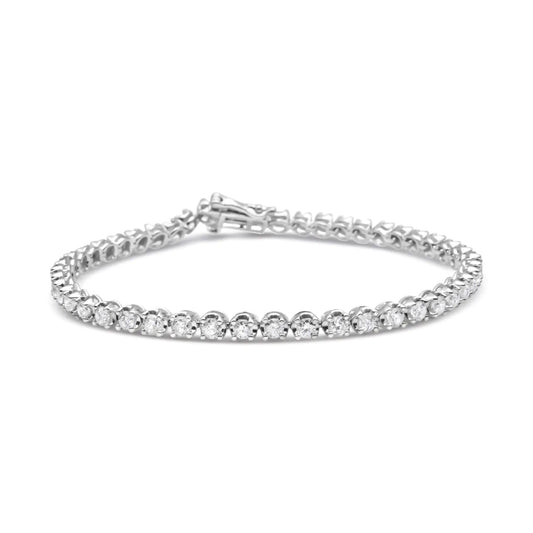 14K White Gold 5.0 Cttw Diamond" Classic Tennis Bracelet for Women (H-I Color, SI1-SI2 Clarity) - 7" Inches - Anti Spier 