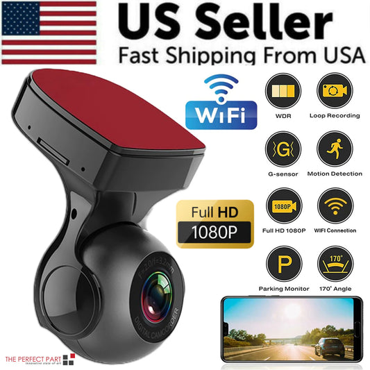 170° WiFi Dash Cam Recorder Car Camera HD 1080P Car DVR Vehicle Video G-Sensor - Anti Spier 