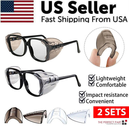 2 Pairs Side Shields For Eye Glasses Slip On Safety Glasses Shield Universal US