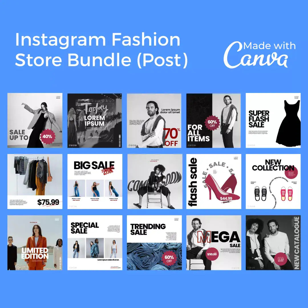 Downloadable Instagram Fashion Store 100 Pages Bundle