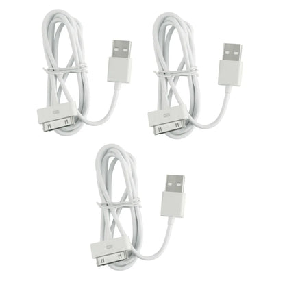 3x 6ft 30pin USB Sync Data Charging Cable fits iPhone 4 4S iPod Touch 4th Gen - Anti Spier 