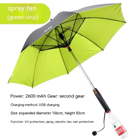 Cooling Spray Sun Umbrella With Fan And Sprinkler