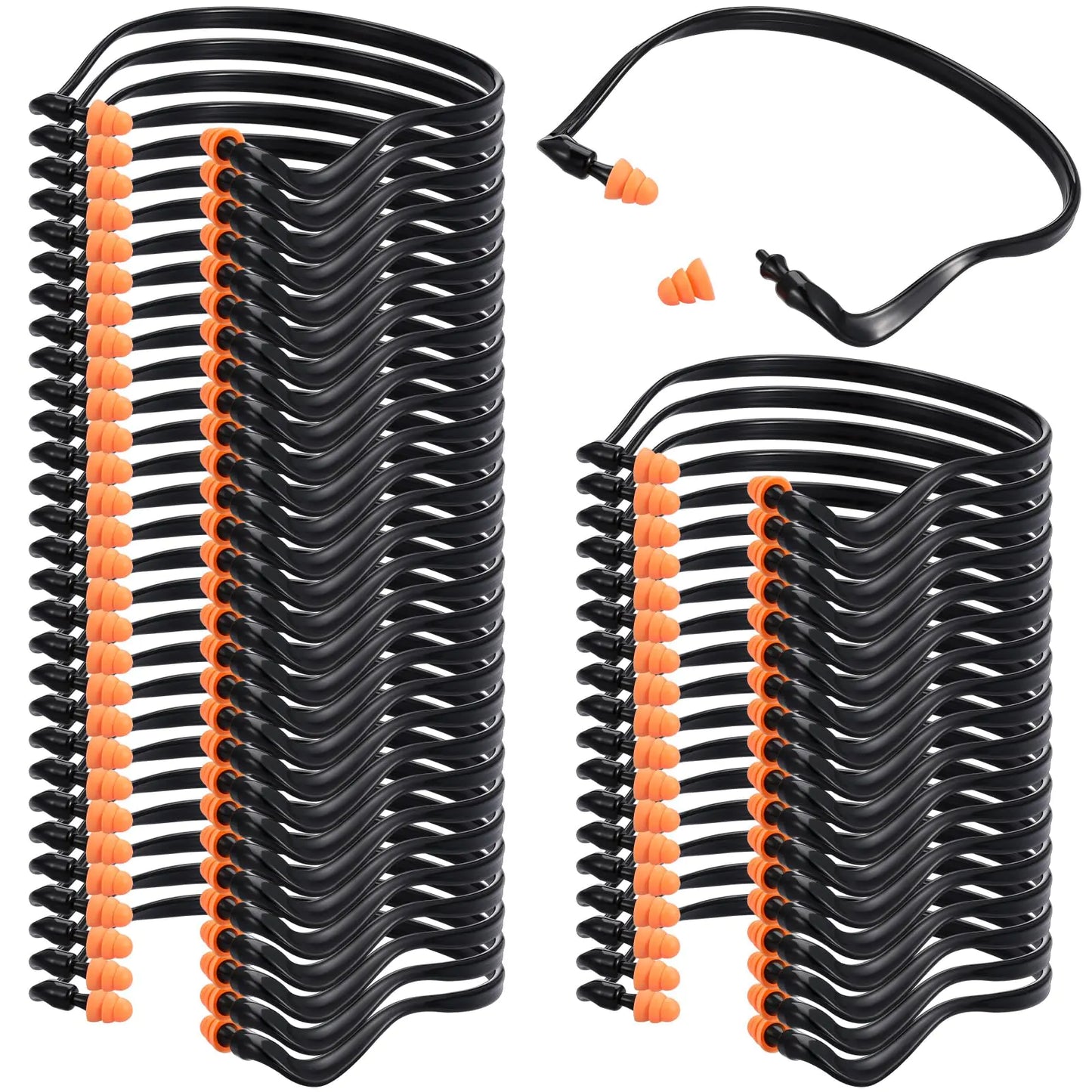 LEIFIDE 48 Pcs Banded Ear Plugs for Shooting Range Silicone Reusable Ear Protection Plugs Noise Cancelling Lightweight Earplug for Hearing Protection Sleeping Work Construction Concerts Reduction