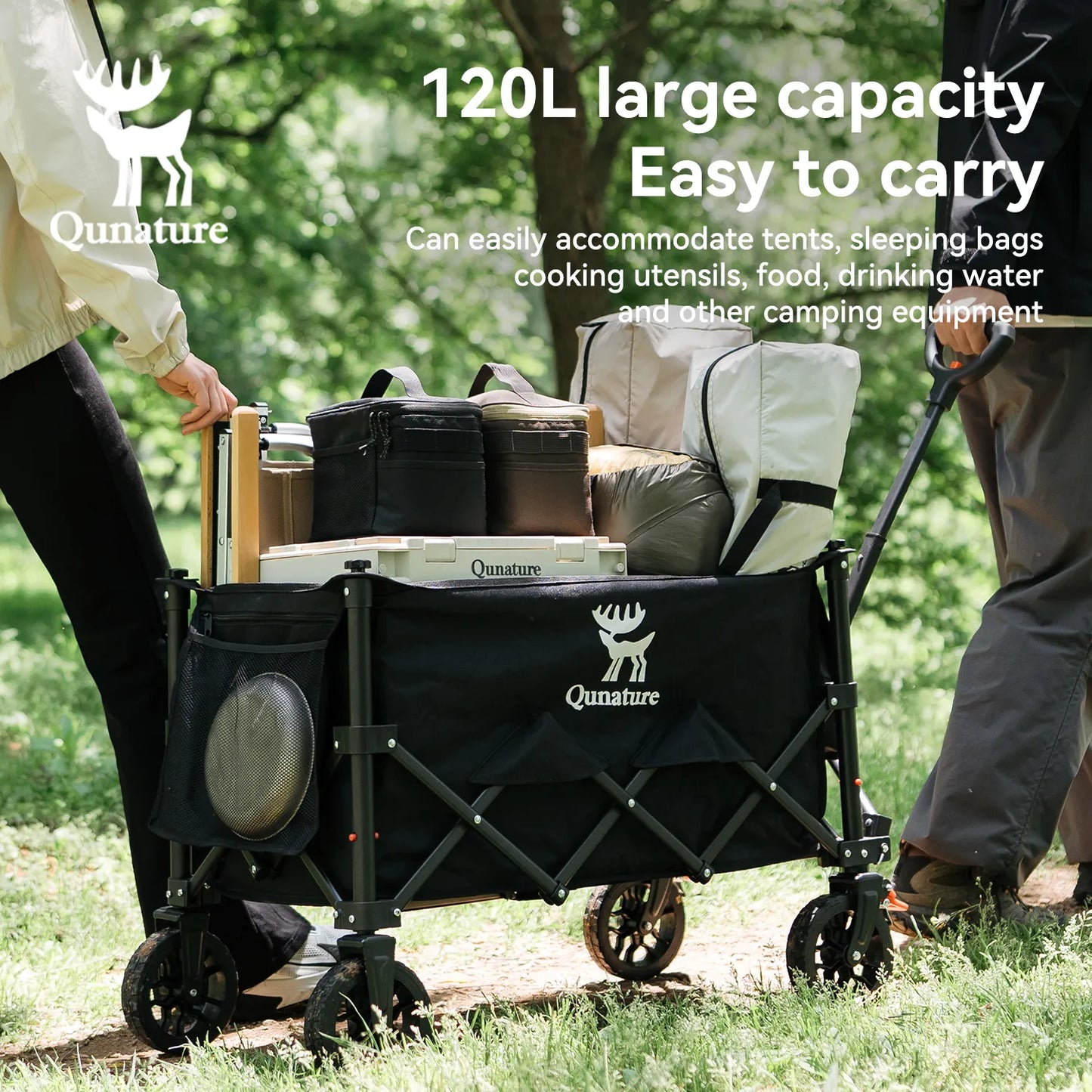 220lbs Foldable Utility Wagon with 360° Swivel Wheels by Qunature Global