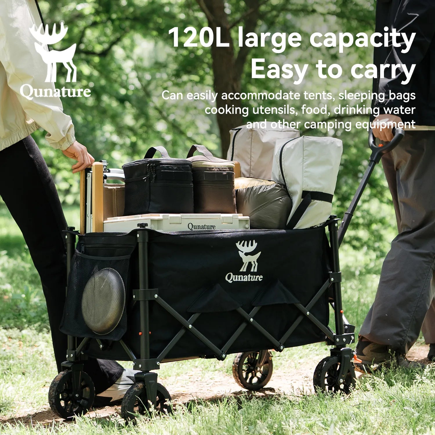 220lbs Foldable Utility Wagon with 360° Swivel Wheels by Qunature Global
